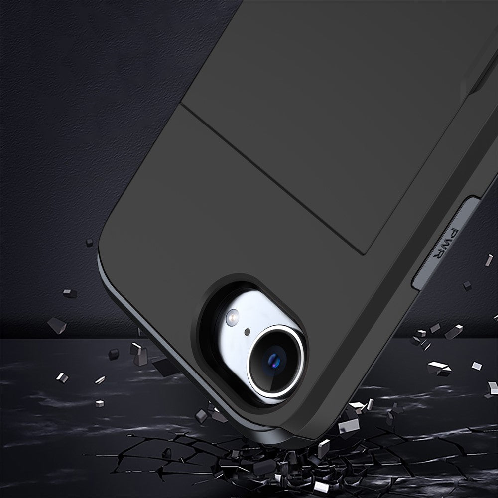 For iPhone 17e / 16e Case TPU + PC Dual Layer Armor Phone Cover with Sliding Card Slot
