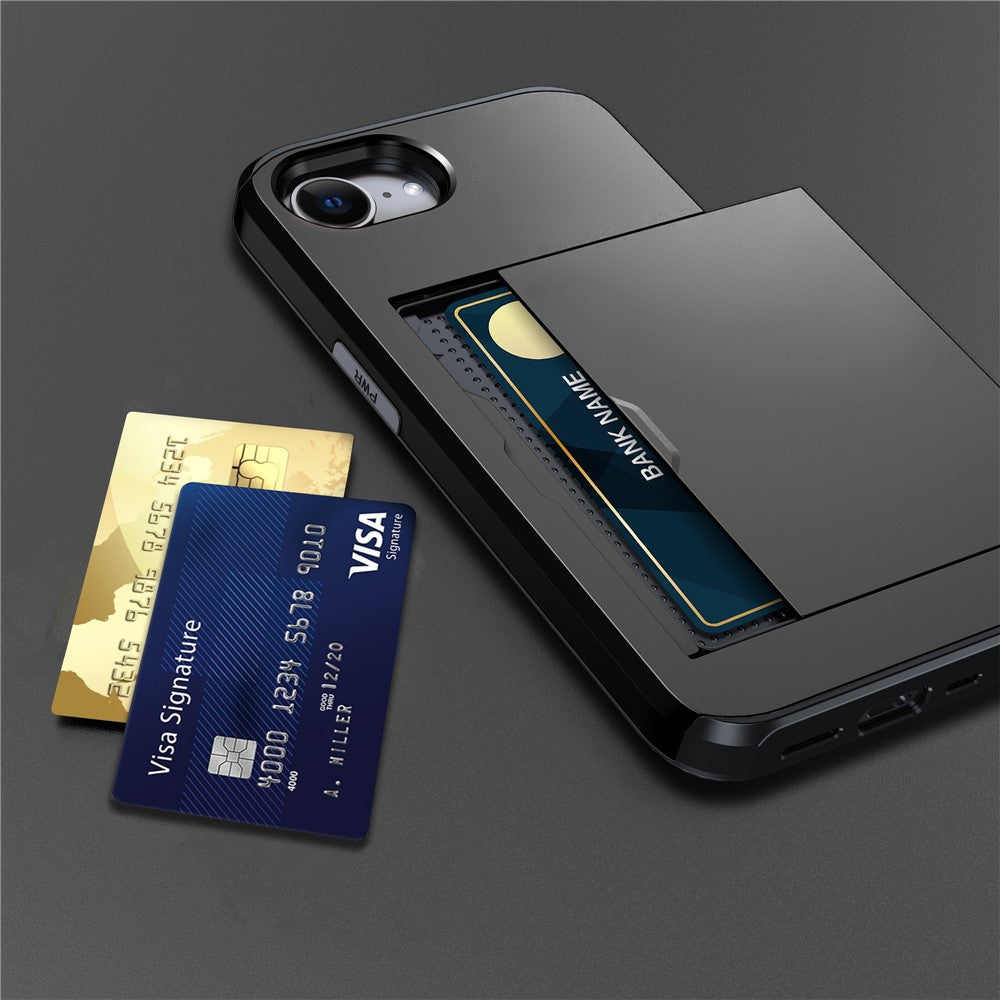 For iPhone 17e / 16e Case TPU + PC Dual Layer Armor Phone Cover with Sliding Card Slot
