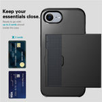 For iPhone 17e / 16e Case TPU + PC Dual Layer Armor Phone Cover with Sliding Card Slot