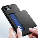 For iPhone 17e / 16e Case TPU + PC Dual Layer Armor Phone Cover with Sliding Card Slot