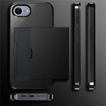 For iPhone 17e / 16e Case TPU + PC Dual Layer Armor Phone Cover with Sliding Card Slot