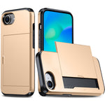 For iPhone 17e / 16e Case TPU + PC Dual Layer Armor Phone Cover with Sliding Card Slot