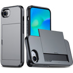 For iPhone 17e / 16e Case TPU + PC Dual Layer Armor Phone Cover with Sliding Card Slot