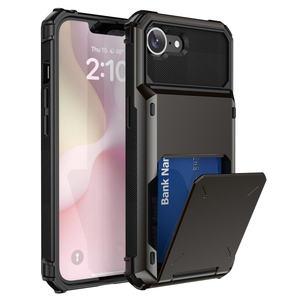 iPhone 17e/16e mobilskal PC+TPU Dubbelskiktat Bakskal med Korthållare
