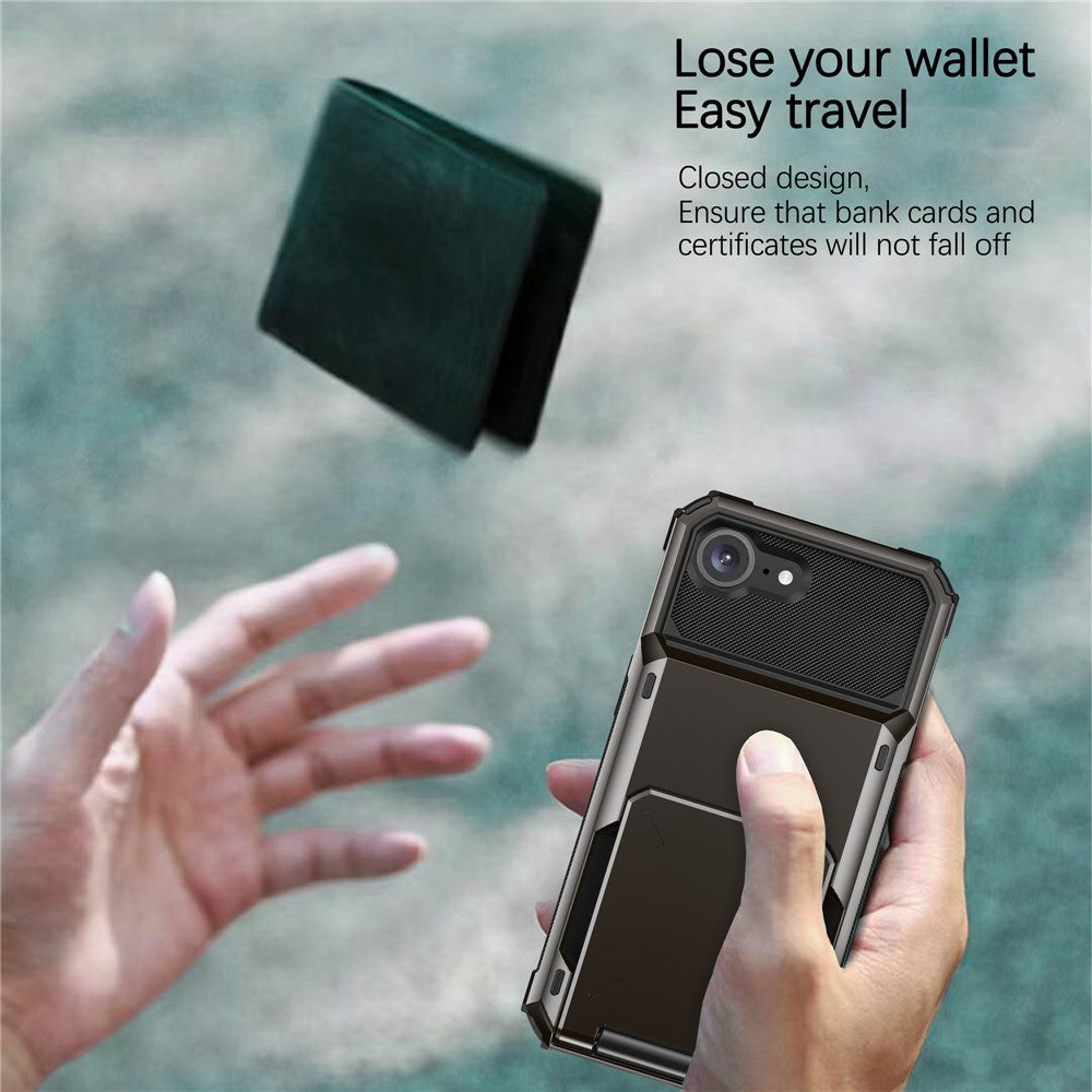 Til iPhone 17e / 16e Telefoncover PC+TPU Dobbeltlag Bagsideetui med Kortlomme