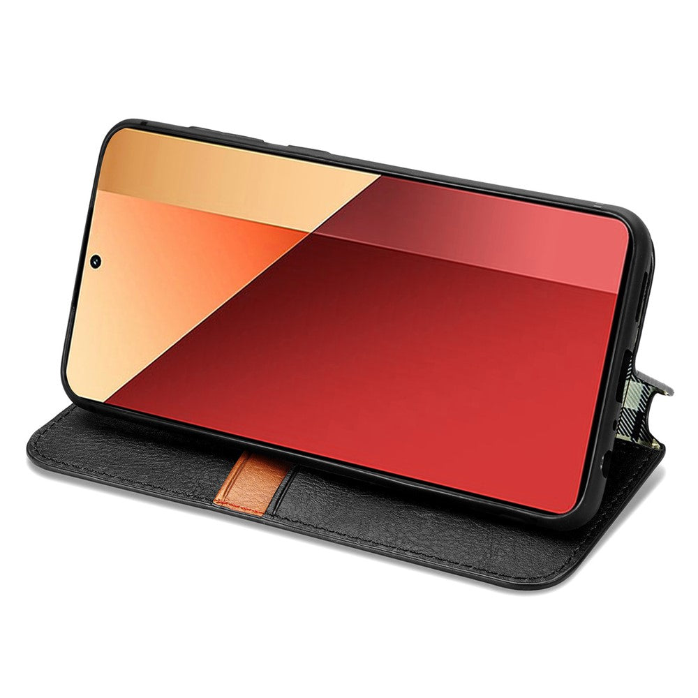 For Xiaomi Redmi Note 13 Pro 4G / Poco M6 Pro 4G PU Leather Case Rhombus Imprint Wallet Stand Phone Cover