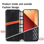 For Xiaomi Redmi Note 13 Pro 4G / Poco M6 Pro 4G PU Leather Case Rhombus Imprint Wallet Stand Phone Cover