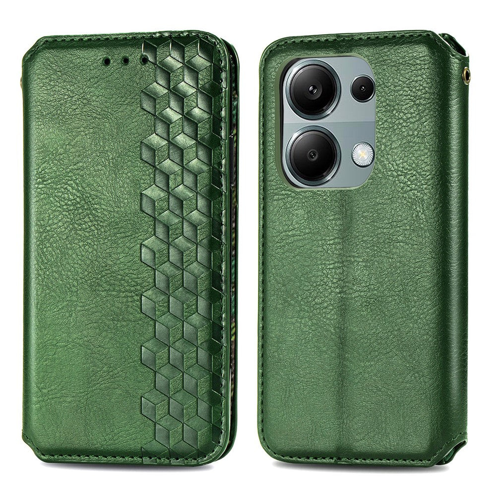For Xiaomi Redmi Note 13 Pro 4G / Poco M6 Pro 4G PU Leather Case Rhombus Imprint Wallet Stand Phone Cover