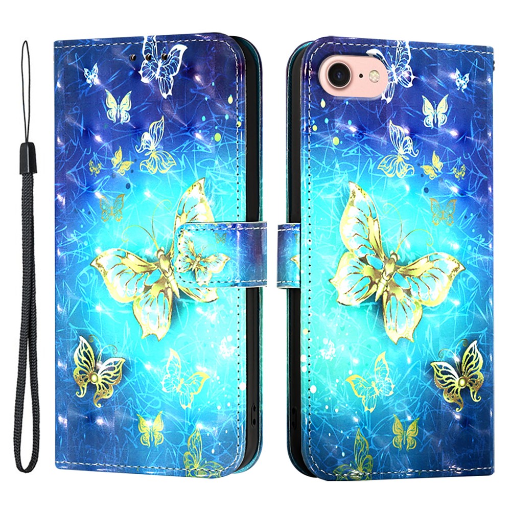 Til iPhone 17e / 16e Lædercover Mønster Print Pung Stativ Mobilcover med Rem