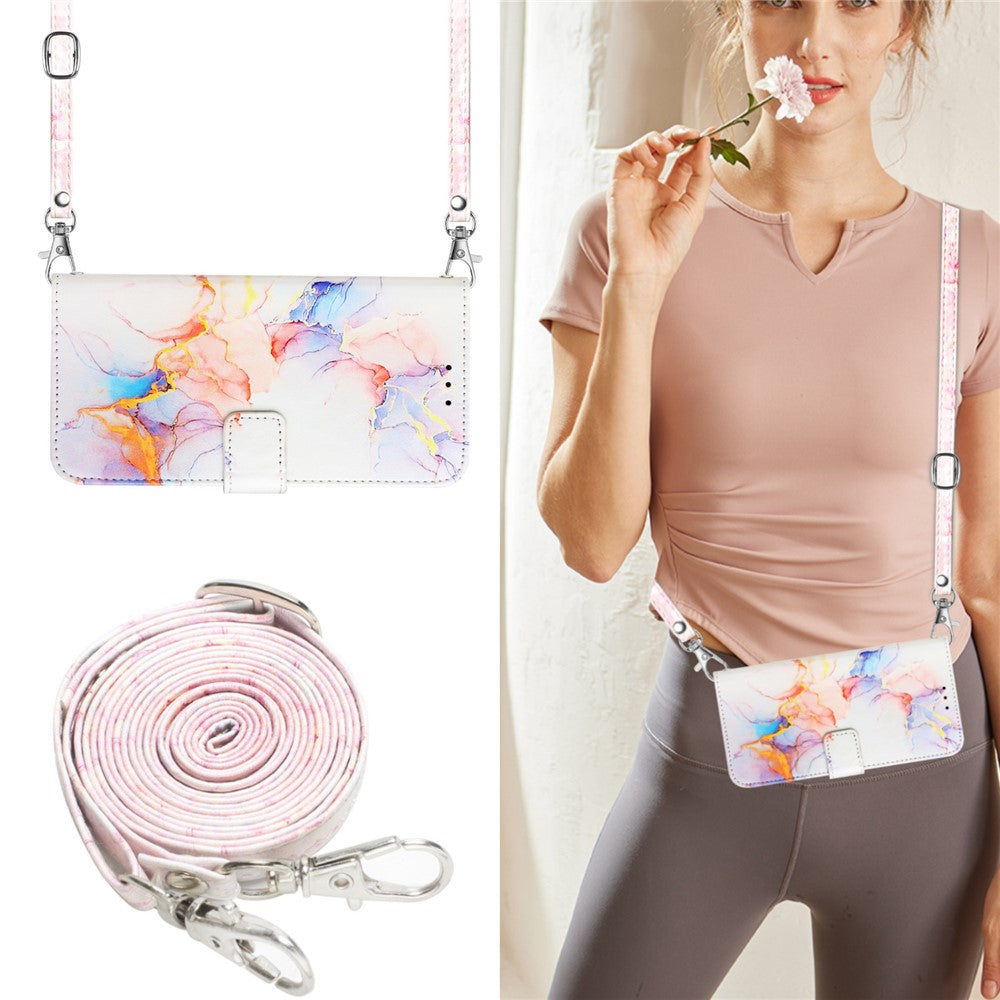 YB Pattern Printing Leather Series-6 For Samsung Galaxy M62 / F62 Case Marble Wallet Flip Crossbody Phone Cover