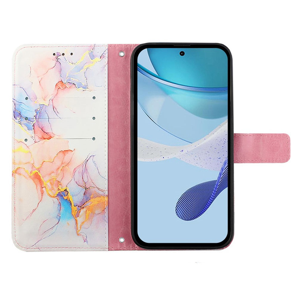 Til Samsung Galaxy Z Fold6 5G-etui med rem, marmoreret mønster, lædertelefoncover, kortholder