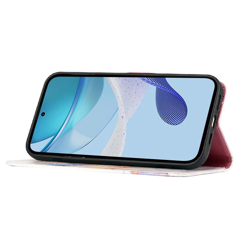 Til Samsung Galaxy Z Fold6 5G-etui med rem, marmoreret mønster, lædertelefoncover, kortholder
