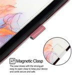 Til Samsung Galaxy Z Fold6 5G-etui med rem, marmoreret mønster, lædertelefoncover, kortholder