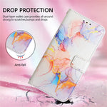 Til Samsung Galaxy Z Fold6 5G-etui med rem, marmoreret mønster, lædertelefoncover, kortholder