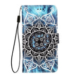 For iPhone 17th / 16th Leather Case with Strap and Card Holder Pattern Printing Phone Stand Cover