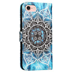 For iPhone 17th / 16th Leather Case with Strap and Card Holder Pattern Printing Phone Stand Cover