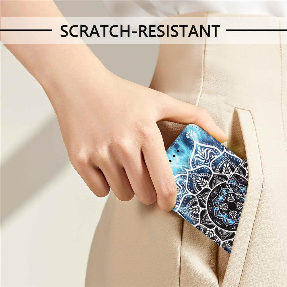 For iPhone 17th / 16th Leather Case with Strap and Card Holder Pattern Printing Phone Stand Cover