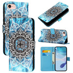 For iPhone 17th / 16th Leather Case with Strap and Card Holder Pattern Printing Phone Stand Cover