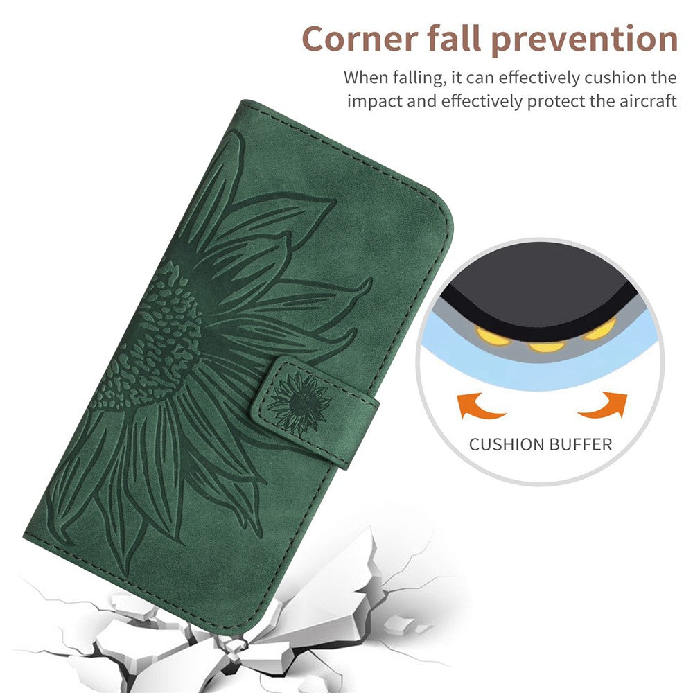 HT04 For Oppo A60 4G Case Sunflower Leather Wallet Phone Cover with Wrist Strap