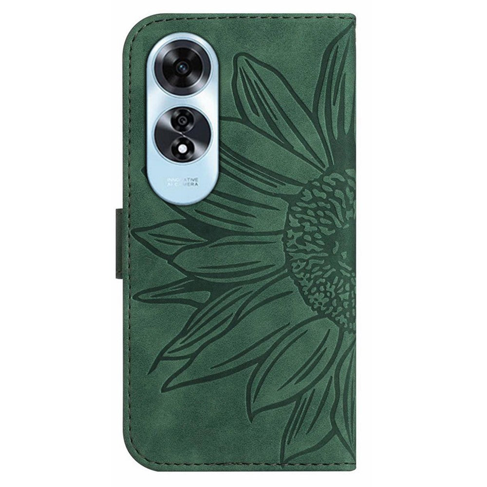 HT04 For Oppo A60 4G Case Sunflower Leather Wallet Phone Cover with Wrist Strap