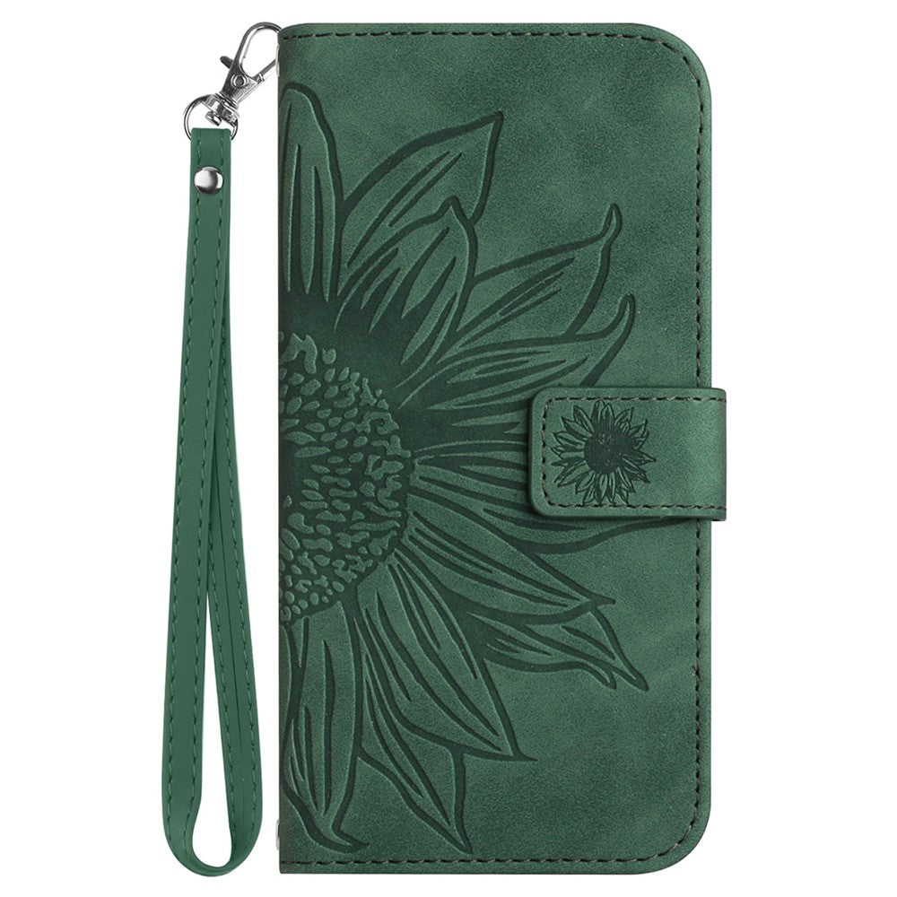 HT04 For Oppo A60 4G Case Sunflower Leather Wallet Phone Cover with Wrist Strap