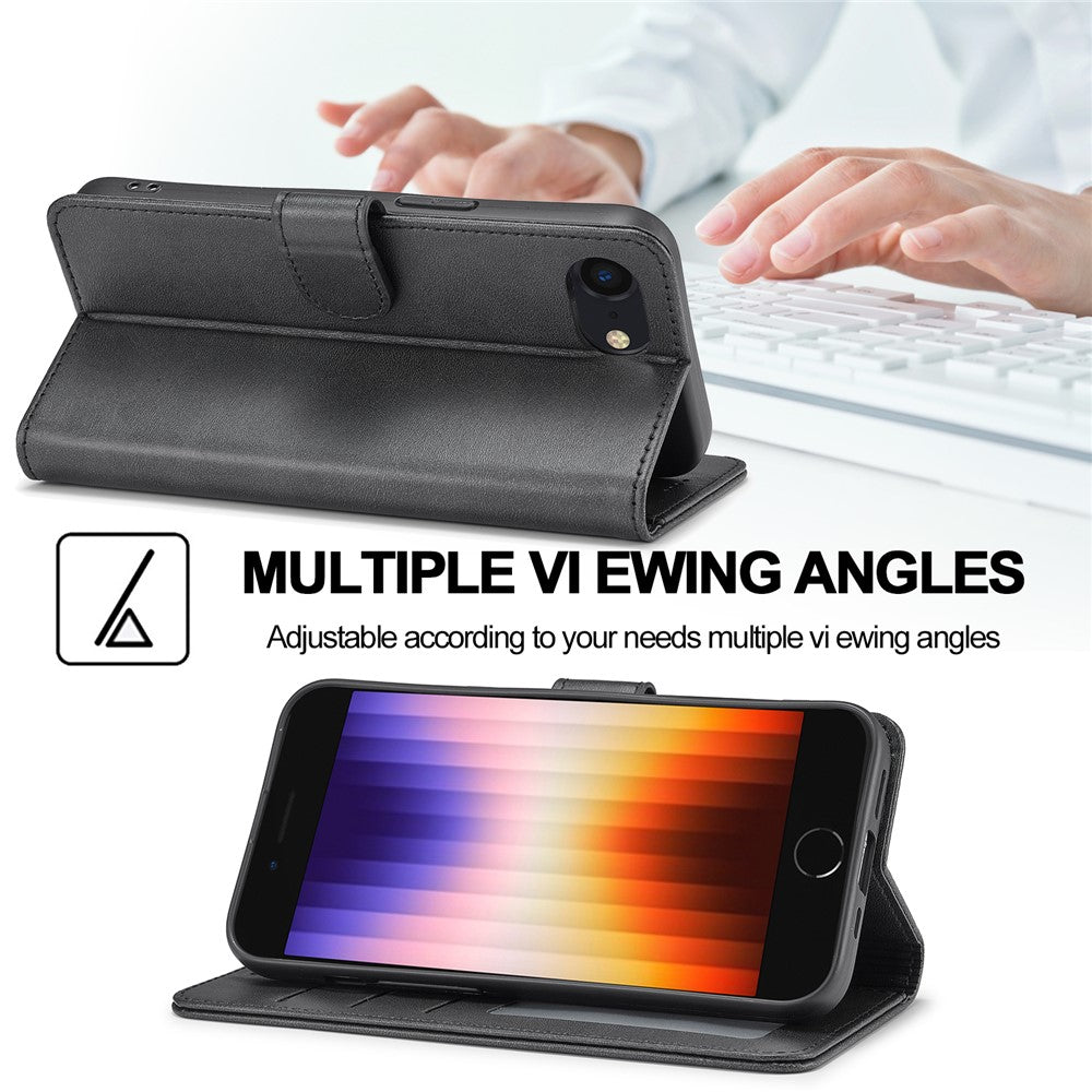LC.IMEEKE Til iPhone 17e / 16e Cover Kalvetekstur Magnetlås Stativ Telefoncover