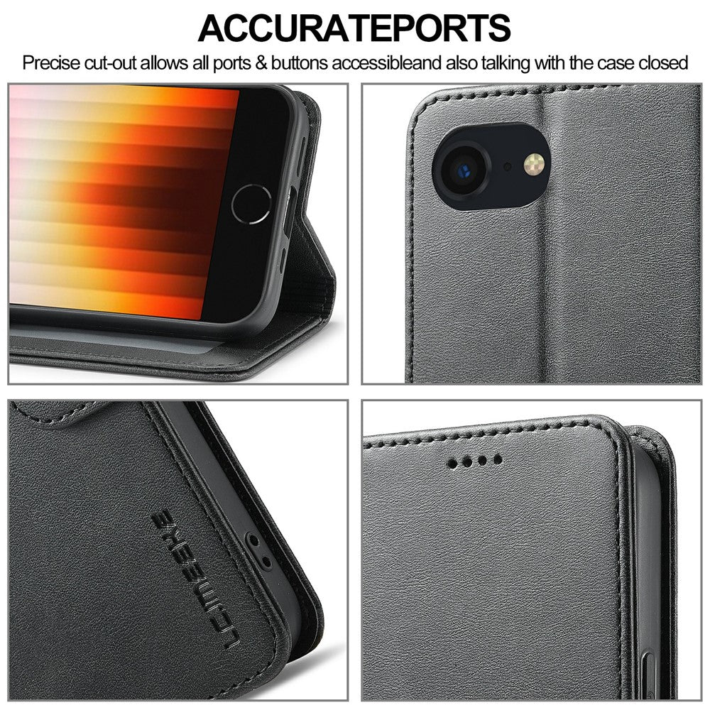 LC.IMEEKE Til iPhone 17e / 16e Cover Kalvetekstur Magnetlås Stativ Telefoncover