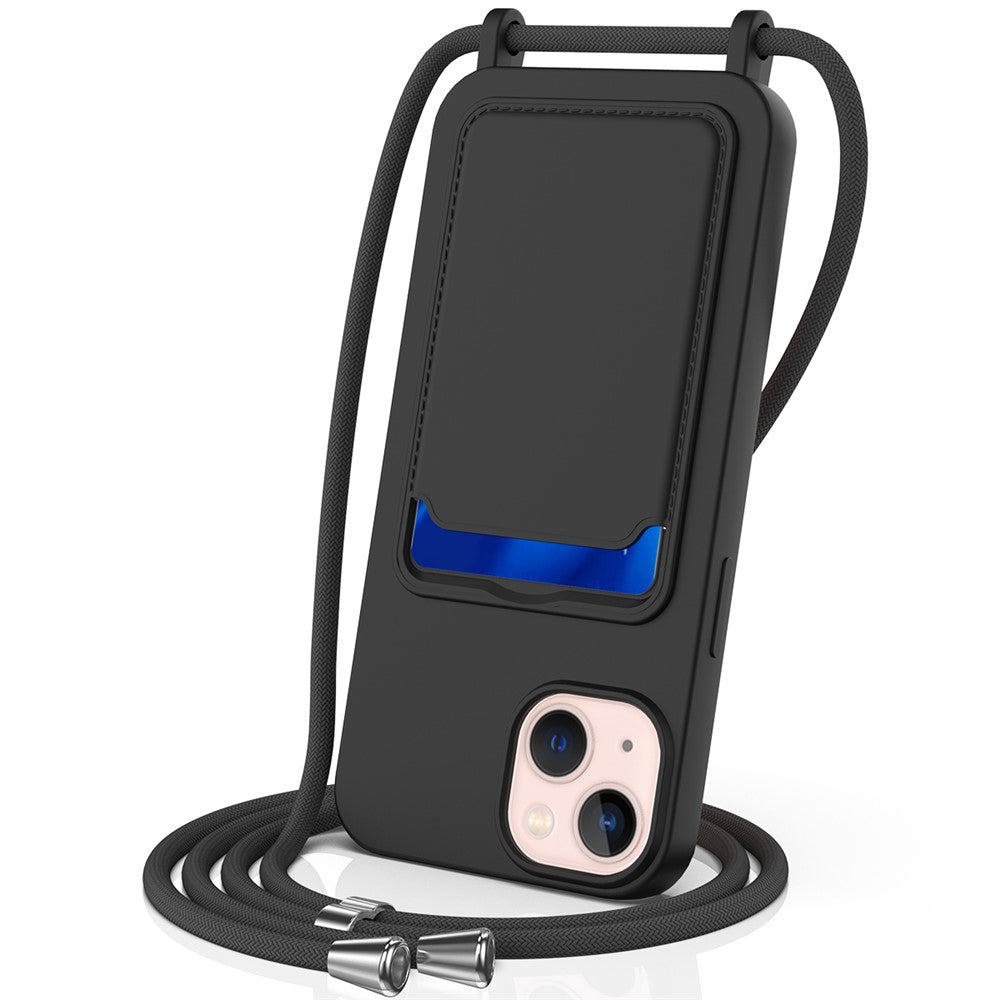 Til iPhone 14 Plus Cover med Snor, Flydende Silikone Stødsikkert Telefoncover