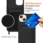 For iPhone 14 Plus Case with Lanyard Liquid Silicone Shockproof Phone Cover