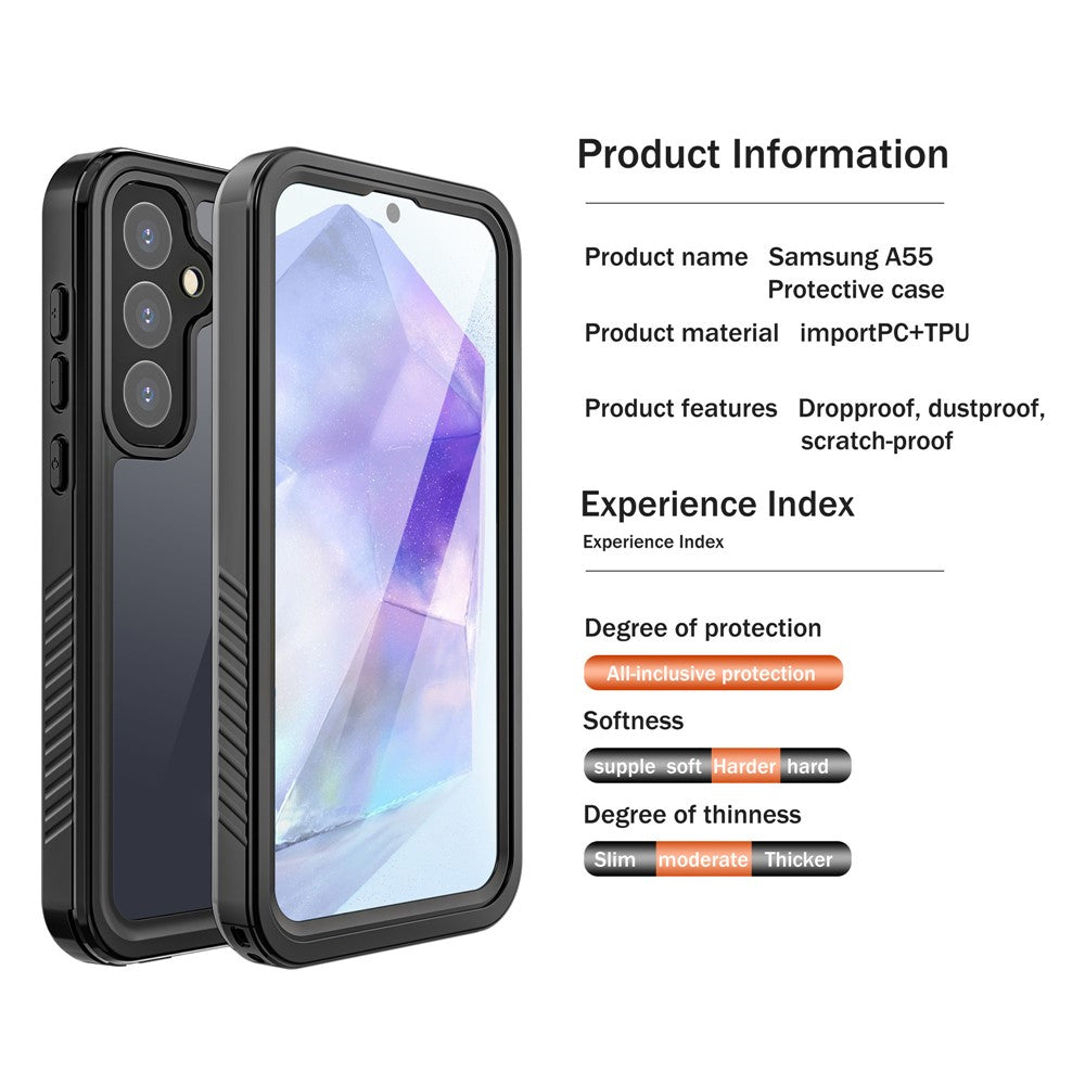 REDPEPPER FS Series For Samsung Galaxy A55 5G   Phone Case IP68 Waterproof Shell Clear Back Panel Phone Cover