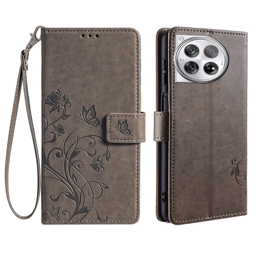 For OnePlus 12 5G Case Butterfly Flower Folding Stand Leather Cover Mobile   Accessories