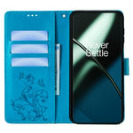 OnePlus 11 5G-skal med fjärilsblomma, PU-läder och flipfodral med 3 kortplatser