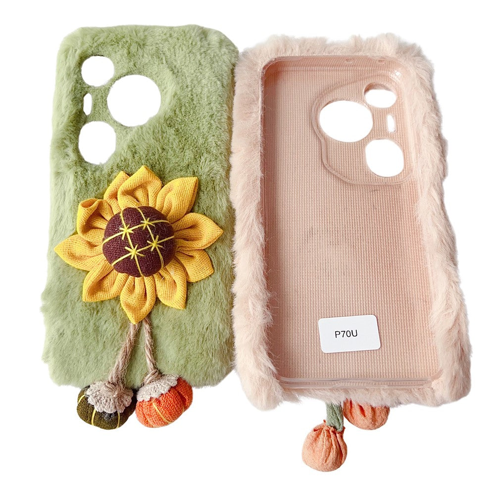 For Huawei Pura 70 Pro / 70 Pro+ Case Sunflower Fur Warm Plush TPU Phone Cover