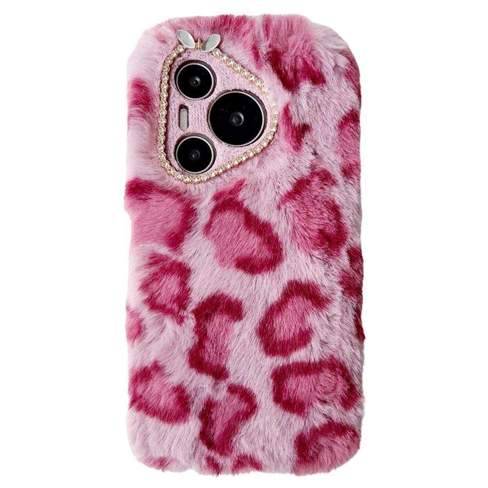 For Huawei Pura 70 Case Leopard Print Plush TPU Phone Cover
