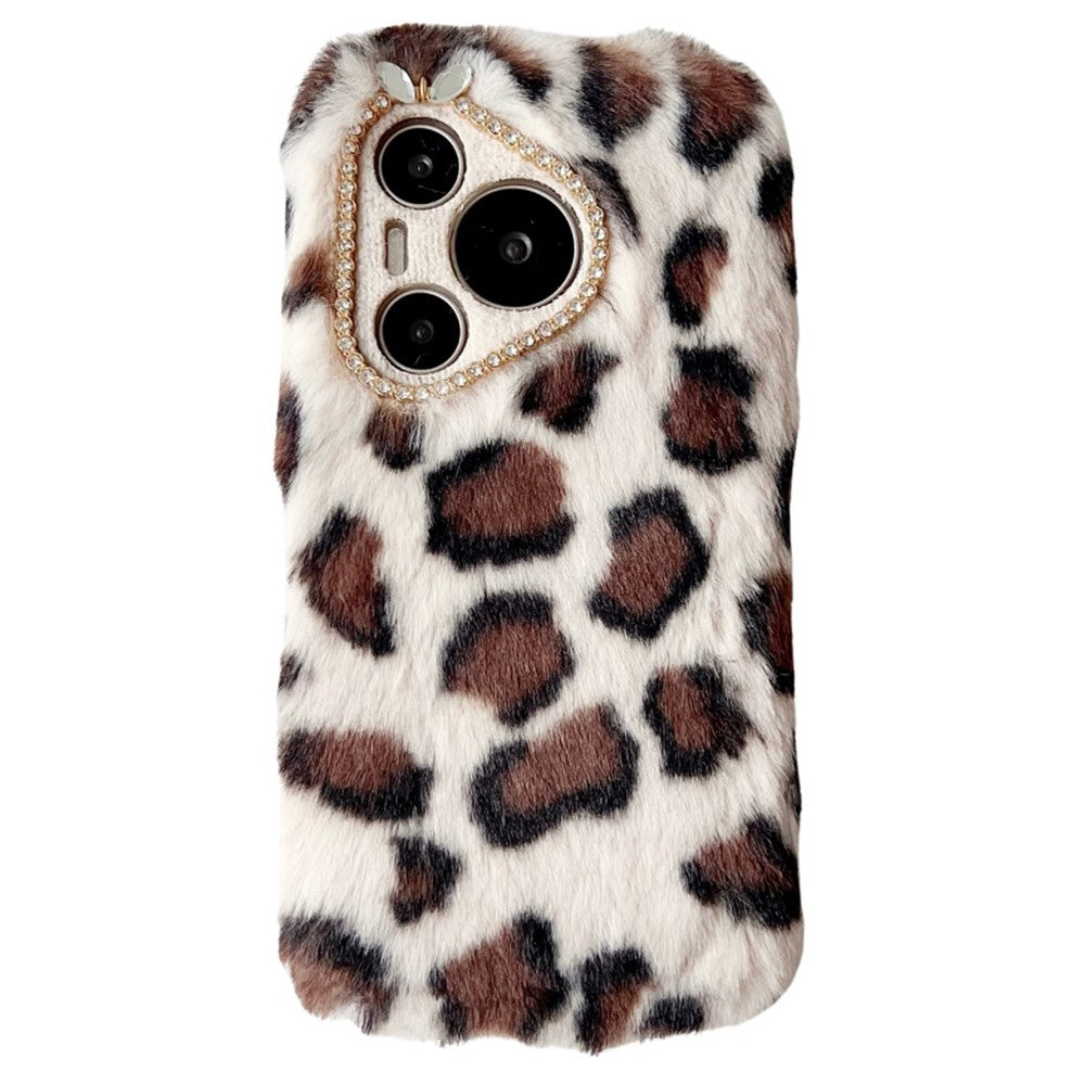 For Huawei Pura 70 Case Leopard Print Plush TPU Phone Cover