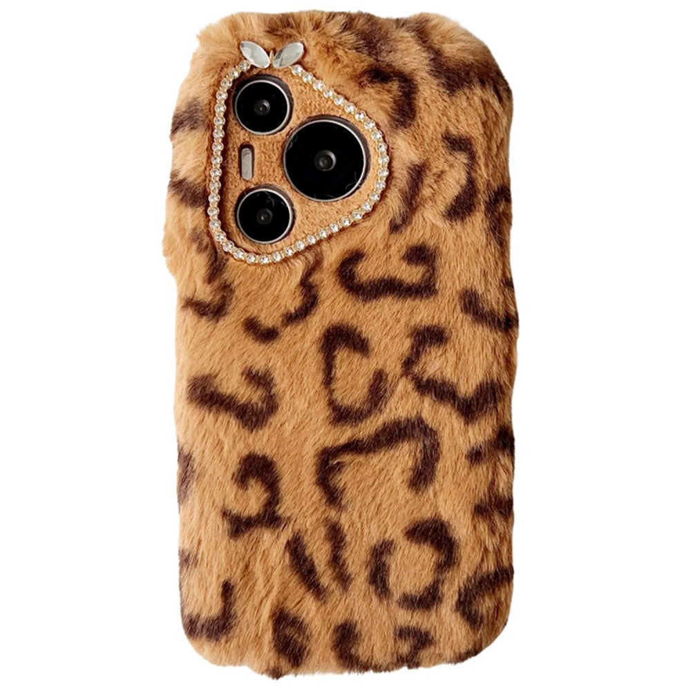 For Huawei Pura 70 Case Leopard Print Plush TPU Phone Cover