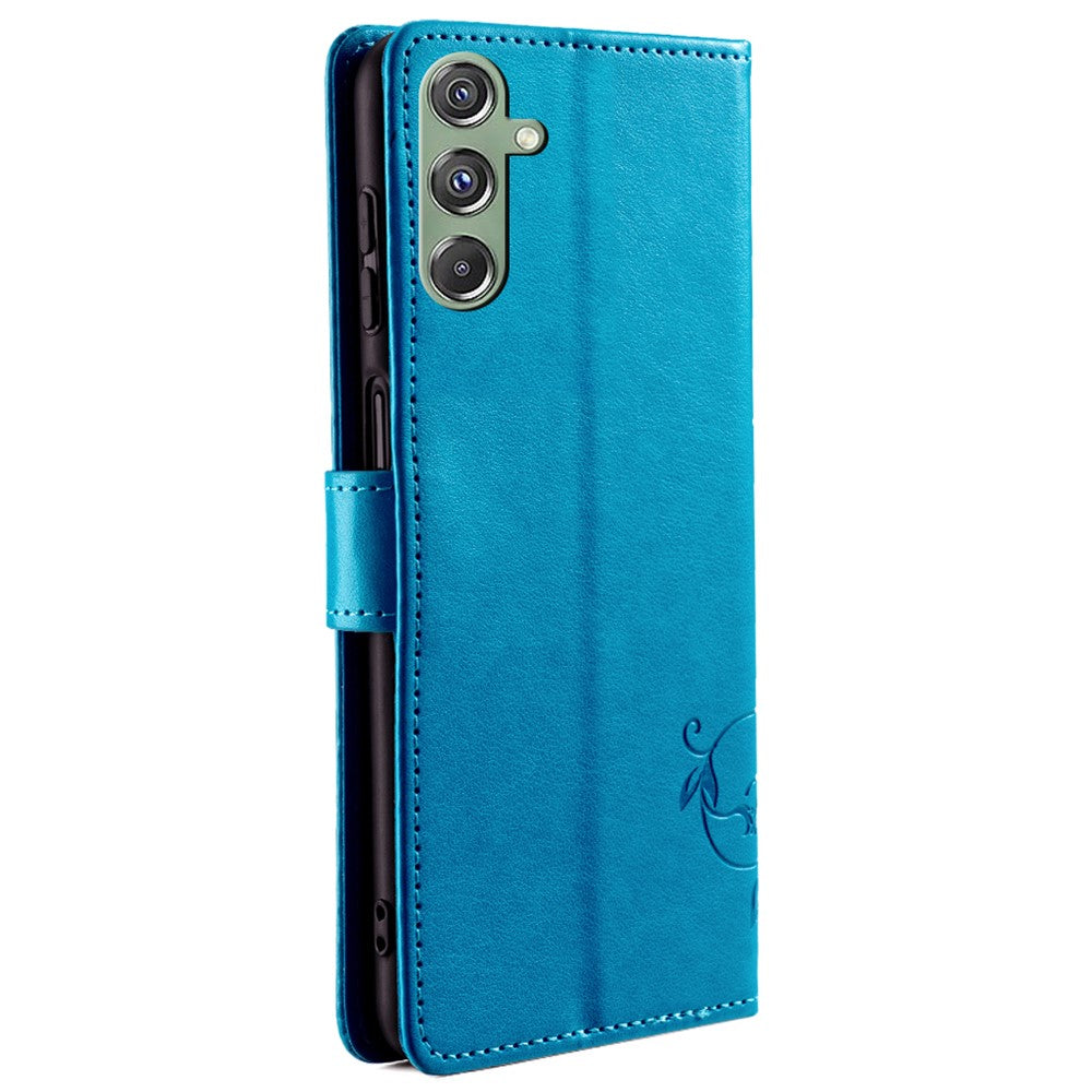 For Samsung Galaxy M34 5G / F34 5G Case PU Leather Card Slots Holder Pocket Butterfly Flower Phone Cover