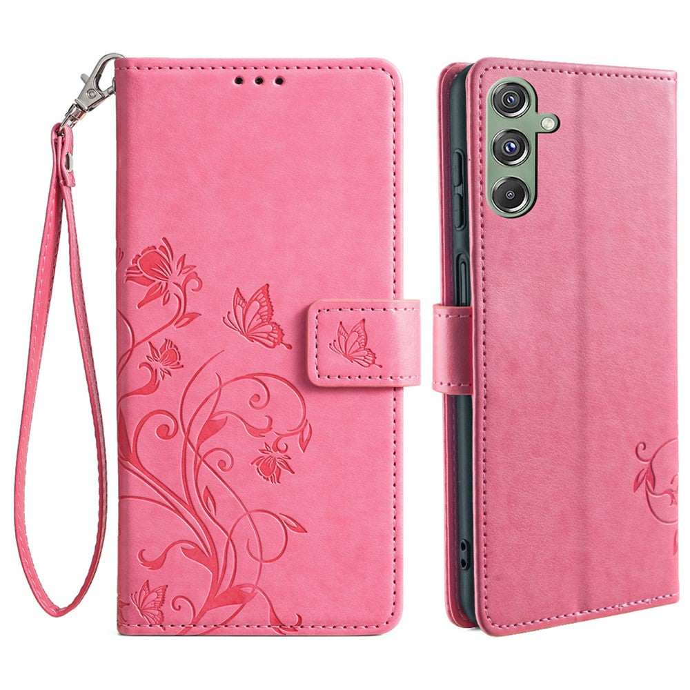 For Samsung Galaxy M34 5G / F34 5G Case PU Leather Card Slots Holder Pocket Butterfly Flower Phone Cover