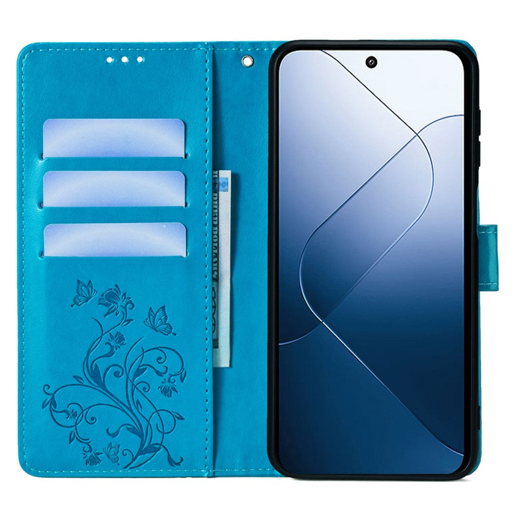 For Xiaomi 14   Case Butterfly Flower Leather Wallet Phone Cover