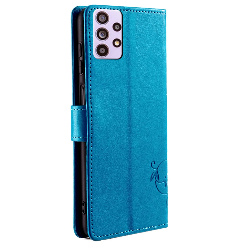 For Samsung Galaxy A33 5G Case Butterfly Flower Pattern Leather Phone Cover with Wrist Strap
