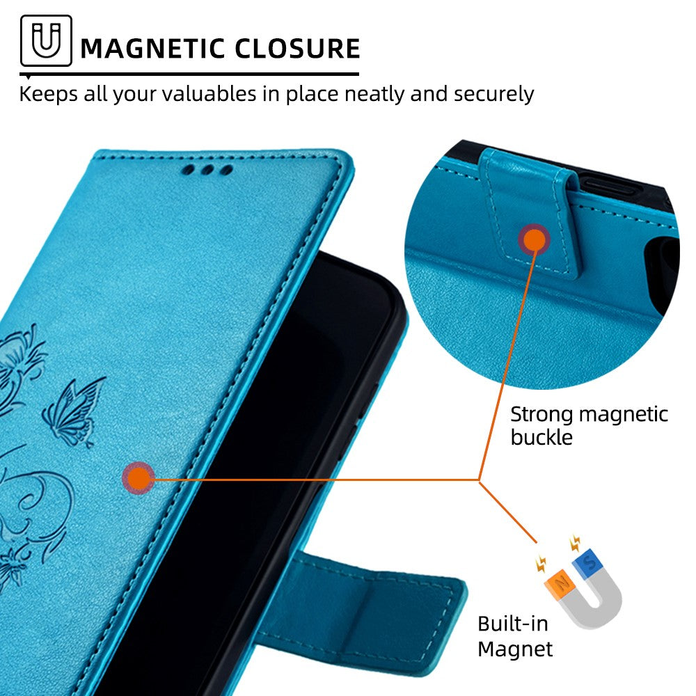 For Samsung Galaxy A33 5G Case Butterfly Flower Pattern Leather Phone Cover with Wrist Strap