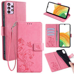 For Samsung Galaxy A33 5G Case Butterfly Flower Pattern Leather Phone Cover with Wrist Strap