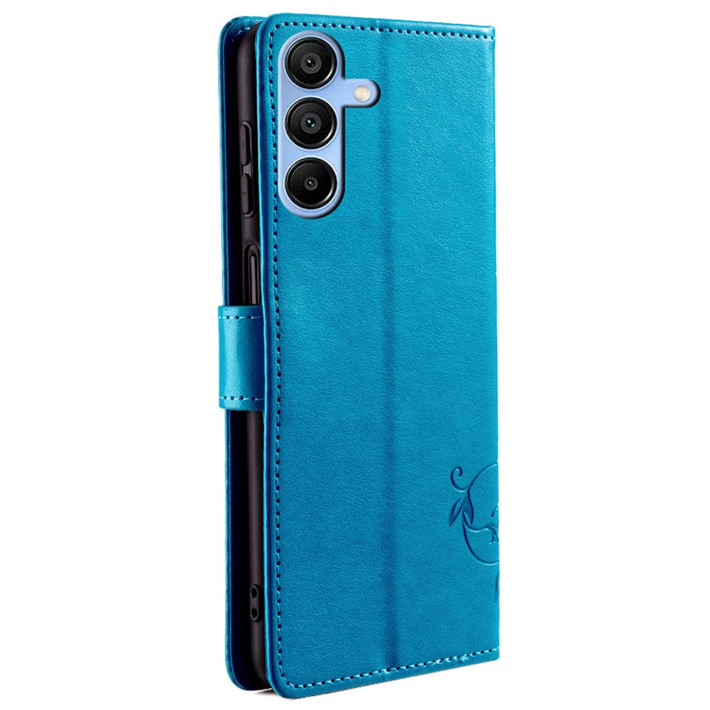 Til Samsung Galaxy A15 4G / 5G Cover Sommerfugl Blomst Fuld Beskyttelse PU Læder Telefoncover