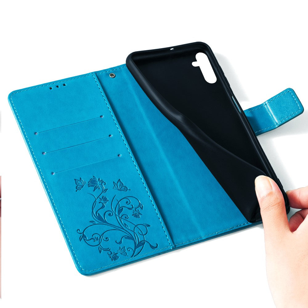 Til Samsung Galaxy A15 4G / 5G Cover Sommerfugl Blomst Fuld Beskyttelse PU Læder Telefoncover