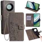 For Huawei Mate 60 Case Butterfly Flower PU Leather Stand Magnetic Protective Phone Cover with Strap