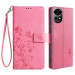 For Huawei nova 12 5G Case PU Leather Stand with Strap Butterfly Flower Wallet Cover