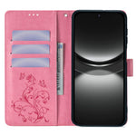 For Huawei nova 12 5G Case PU Leather Stand with Strap Butterfly Flower Wallet Cover