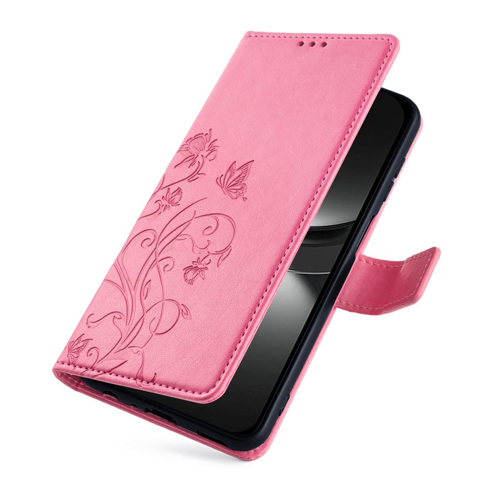 For Huawei nova 12 5G Case PU Leather Stand with Strap Butterfly Flower Wallet Cover