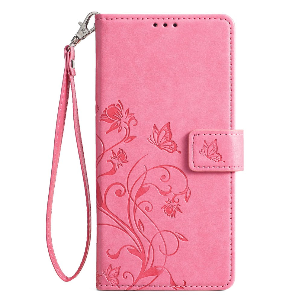 For Huawei nova 12 5G Case PU Leather Stand with Strap Butterfly Flower Wallet Cover