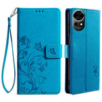 For Huawei nova 12 5G Case PU Leather Stand with Strap Butterfly Flower Wallet Cover